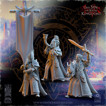 Silvermoor Elves Blades of Ashur Command Group | The Beholder Miniatures | 32mm | DnD, Pathfinder, TTRPG