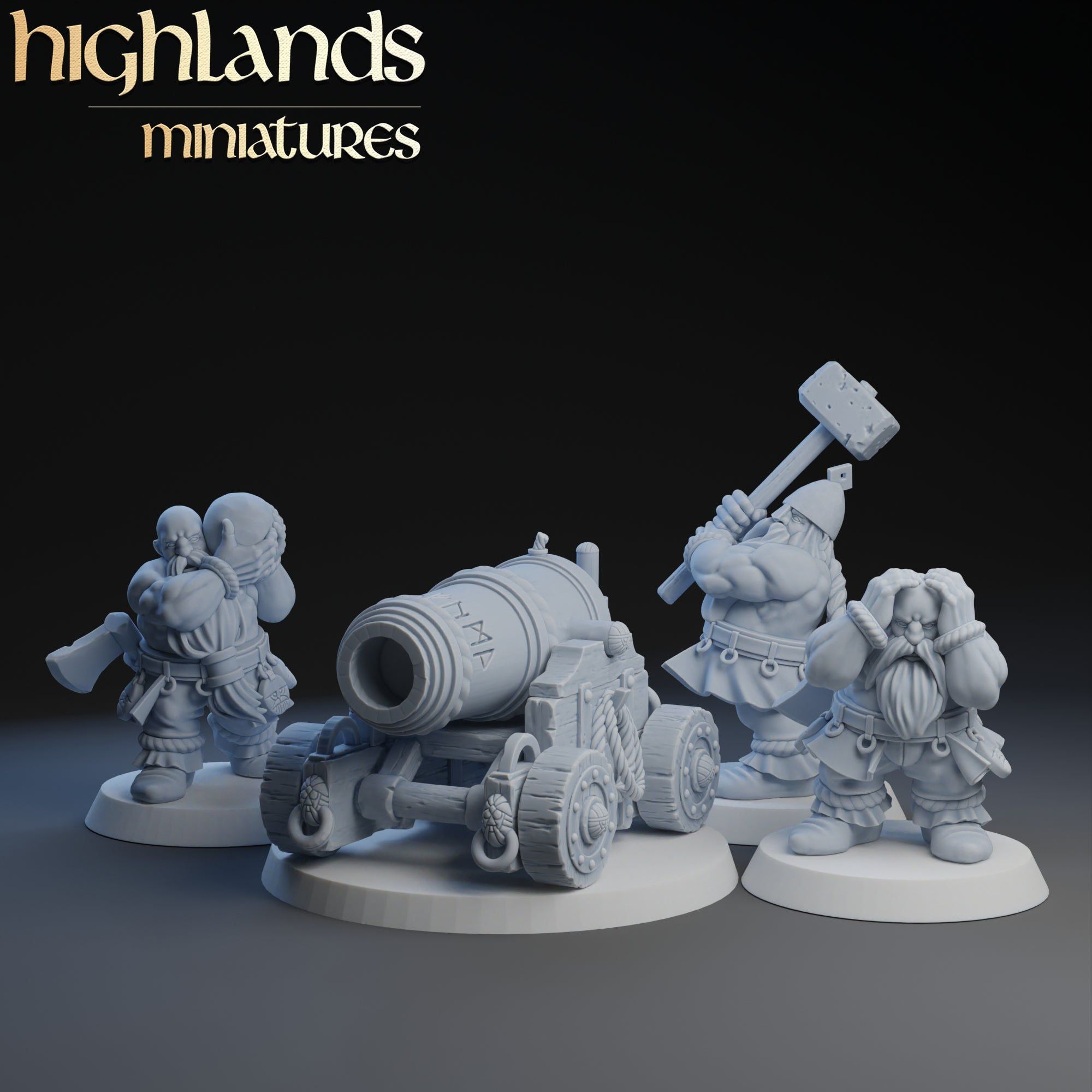 Dwarf Cannon ‧ Highlands Miniatures ‧ 28/32mm