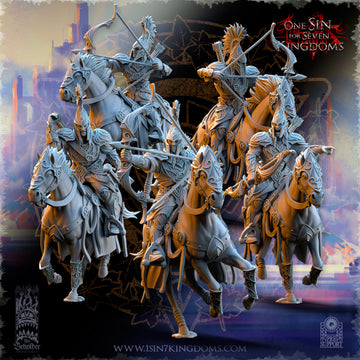 Silvermoor Elves Archers Cavalry | The Beholder Miniatures | 32mm | DnD, Pathfinder, TTRPG