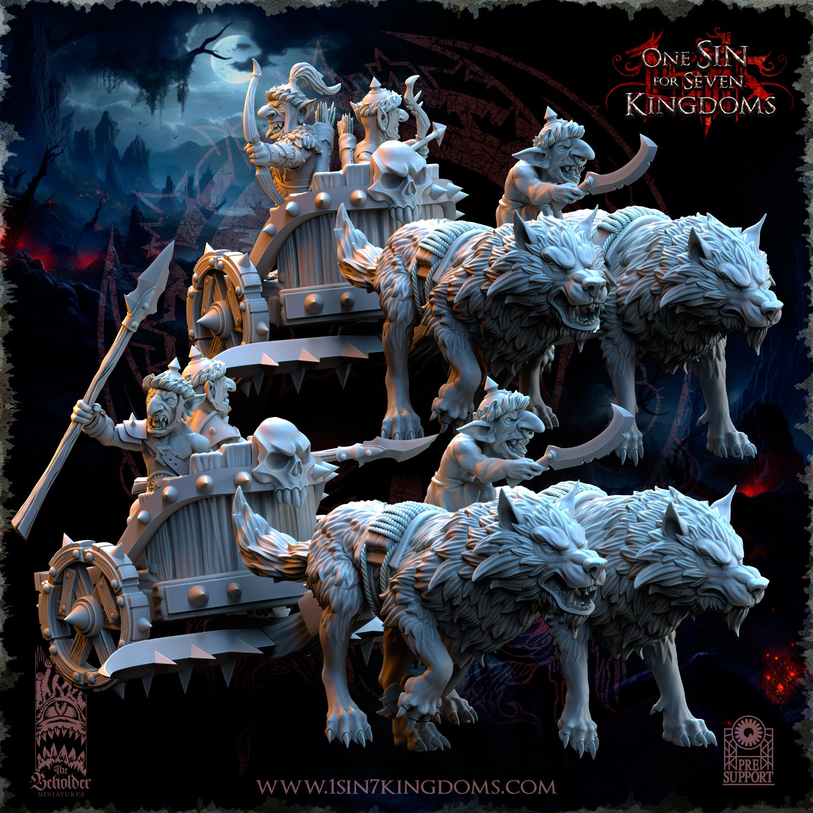 Black Horde Goblins War Chariots | The Beholder Miniatures | 32mm | DnD, Pathfinder, TTRPG
