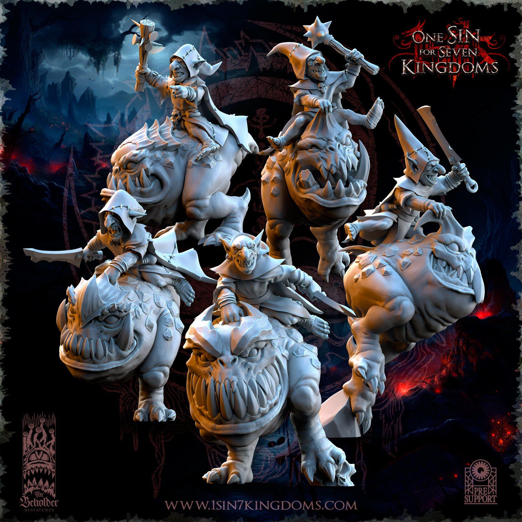 Black Horde Goblins Kavehorror Hoppers | 5 Varianten | The Beholder Miniatures | 32mm | DnD, Pathfinder, TTRPG