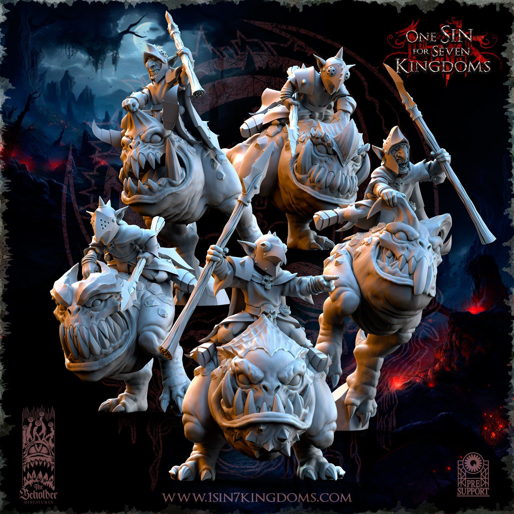 Black Horde Goblins Kavehorror Knights | 5 Varianten | The Beholder Miniatures | 32mm