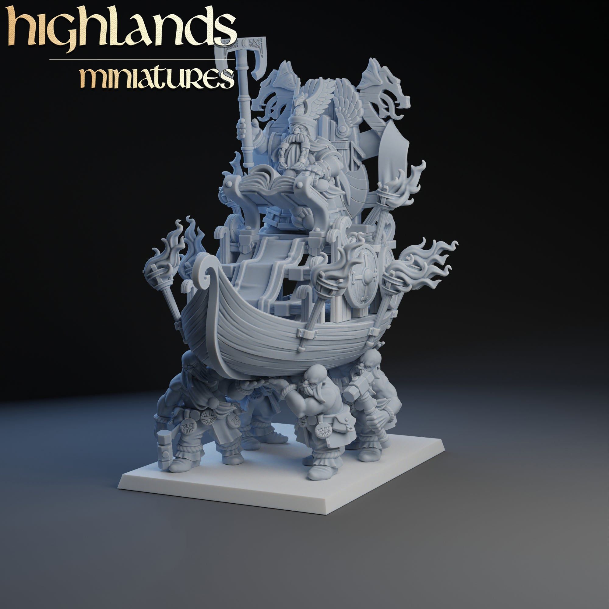 Dwarf King on Throne ‧ Highlands Miniatures ‧ 28/32mm