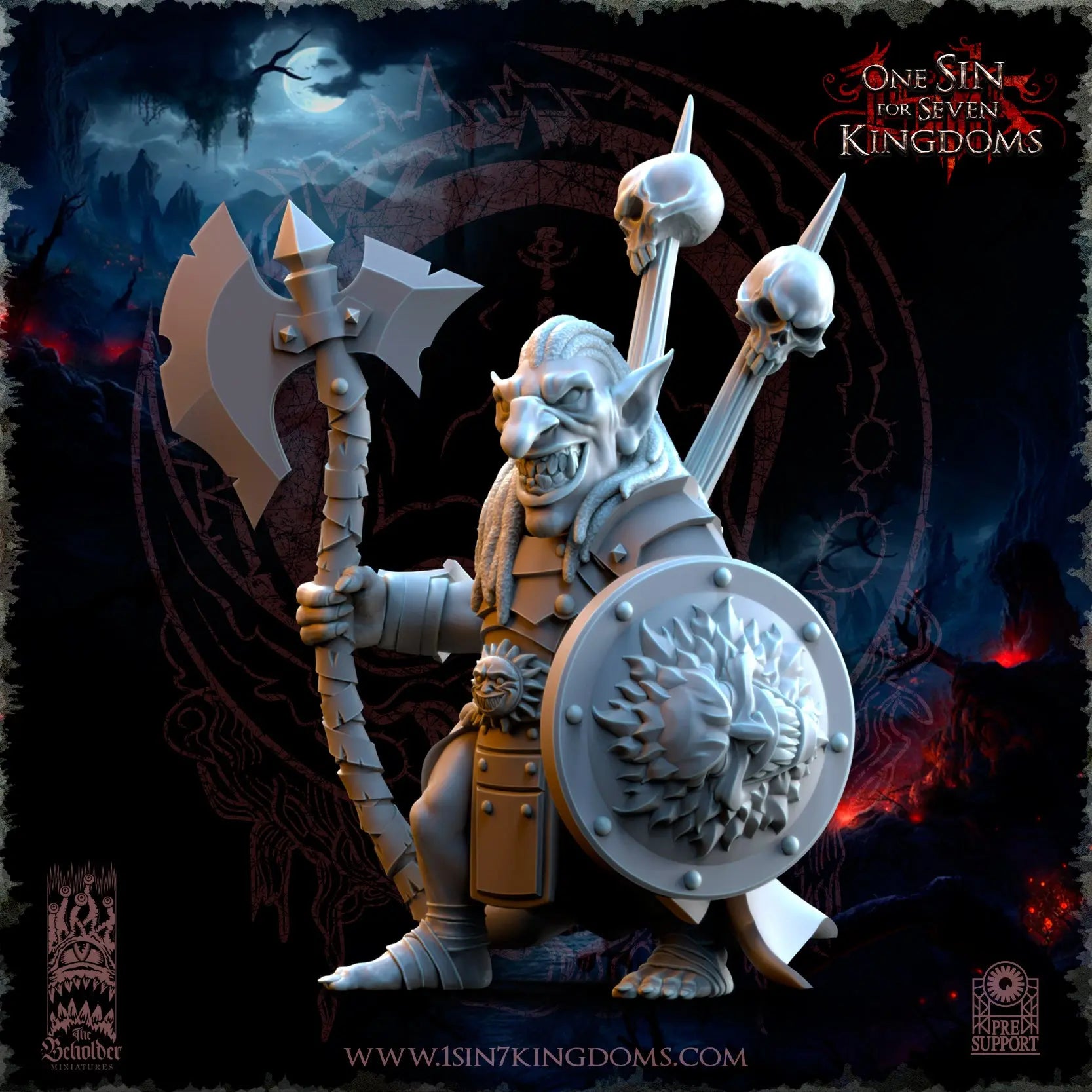 Mortus, the Black Horde Goblin Warlord | The Beholder Miniatures | 32mm | DnD, Pathfinder, TTRPG