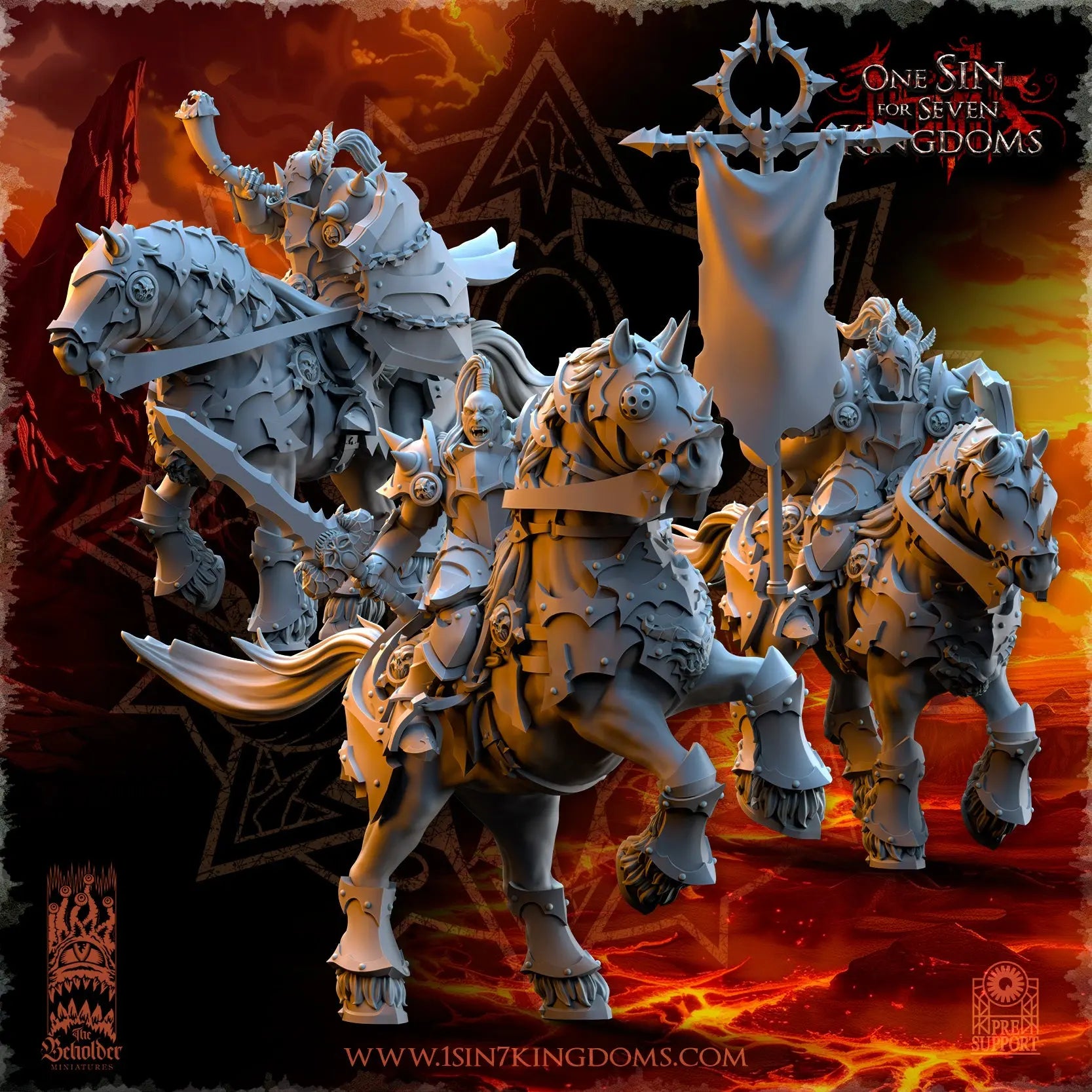 Realms of Mayhem Knights Command Group | The Beholder Miniatures | 32mm | DnD, Pathfinder, TTRPG