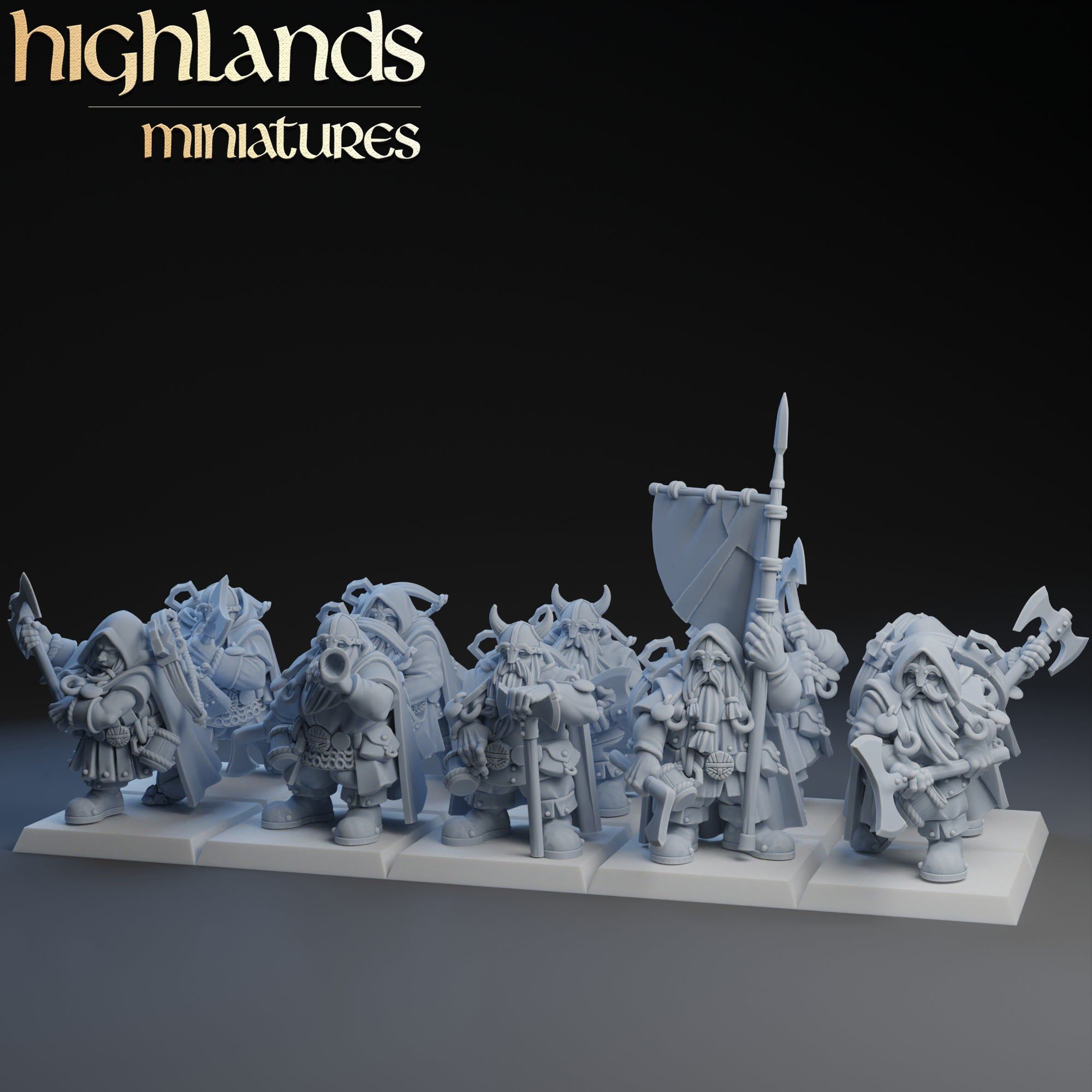 Dwarfs Rangers Regiment | 3 Varianten | Highlands Miniatures | 32mm