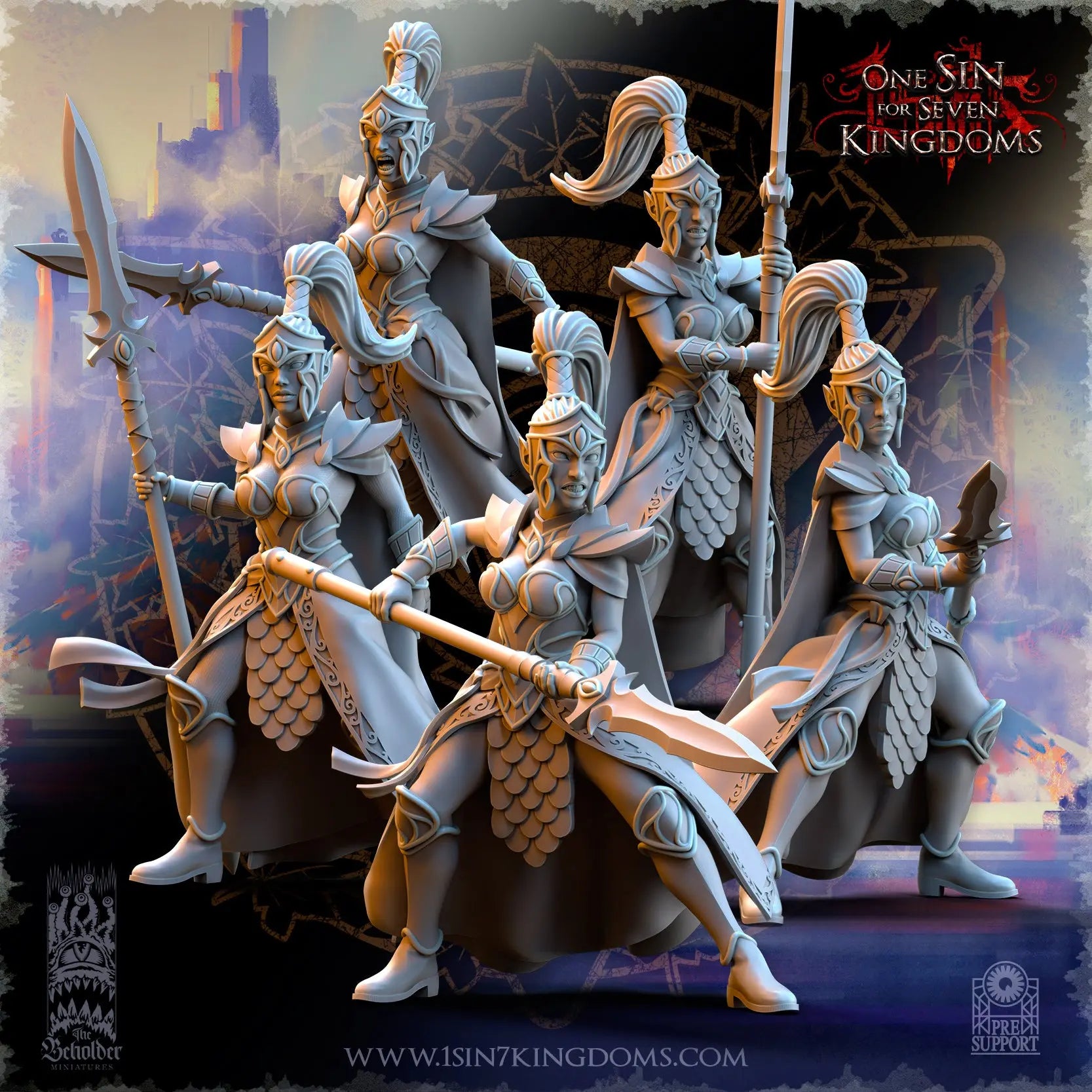 Silvermoor Elves Sisterhood Praetorians | The Beholder Miniatures | 32mm | DnD, Pathfinder, TTRPG