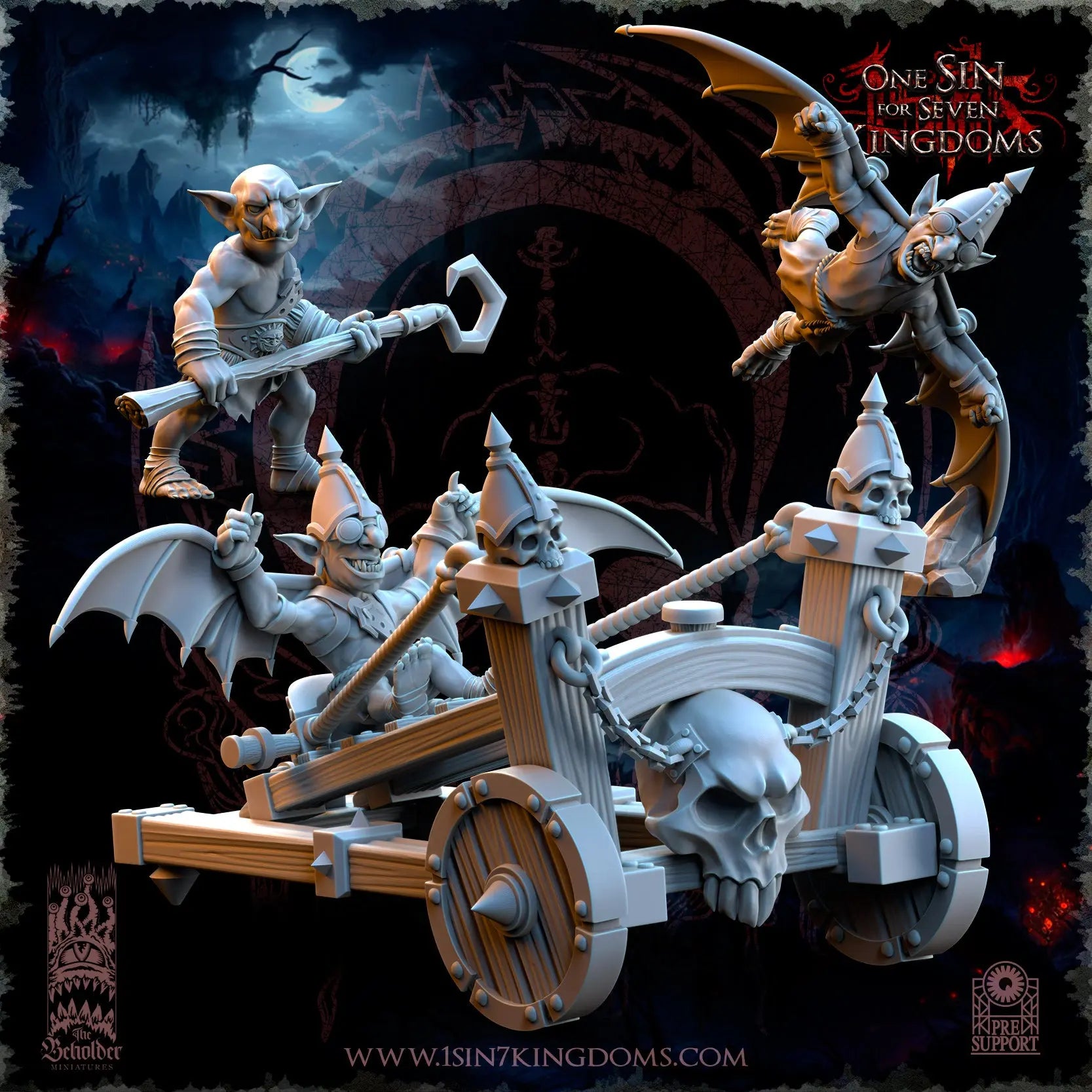 Black Horde Goblins Slingshot of Doom | The Beholder Miniatures | 32mm | DnD, Pathfinder, TTRPG