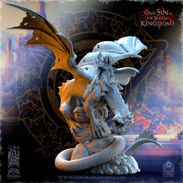 Ynariel, Elves Princess on Dragon | The Beholder Miniatures | 32mm | DnD, Pathfinder, TTRPG