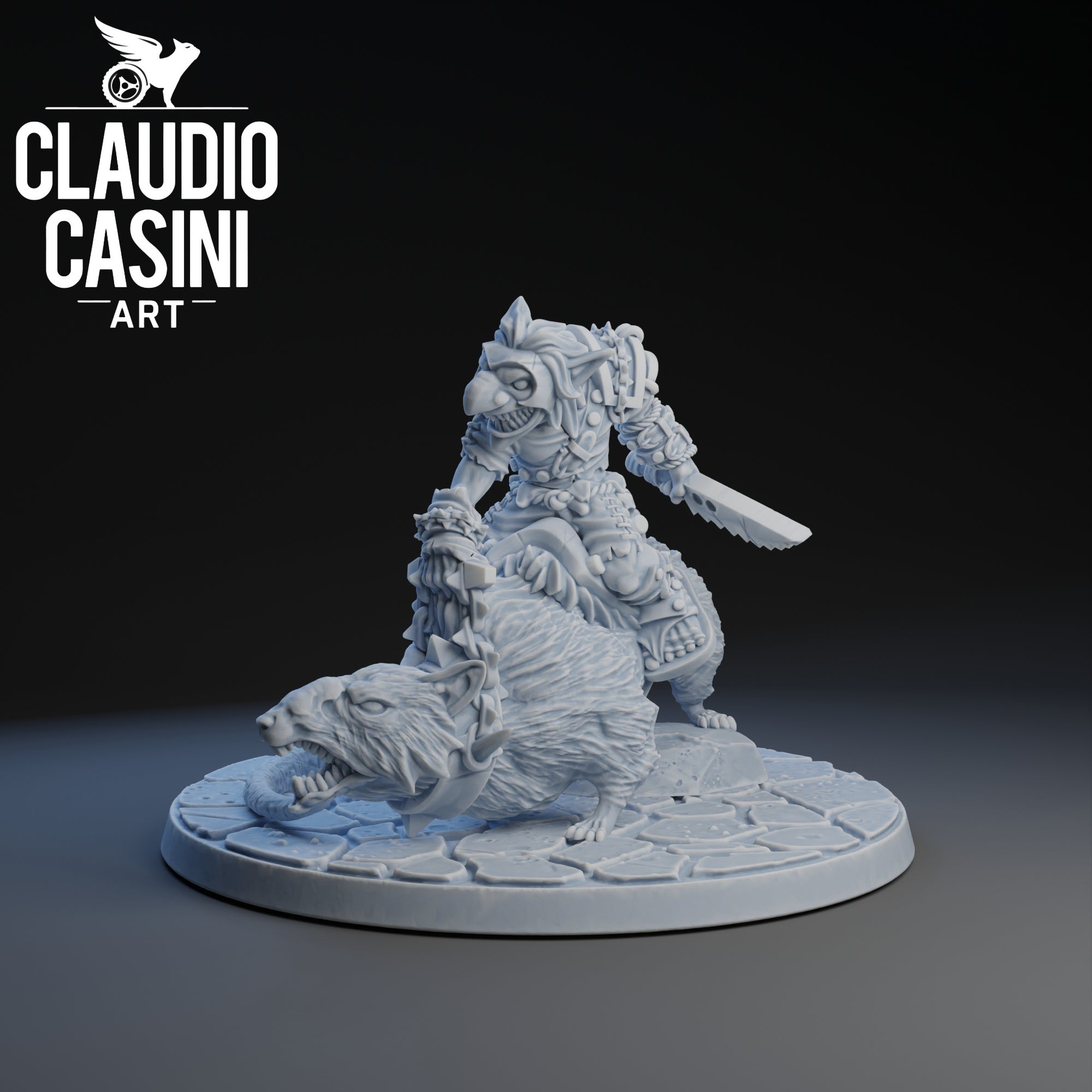 Goblin Commander on Rat | Claudio Casini Art | 32mm
