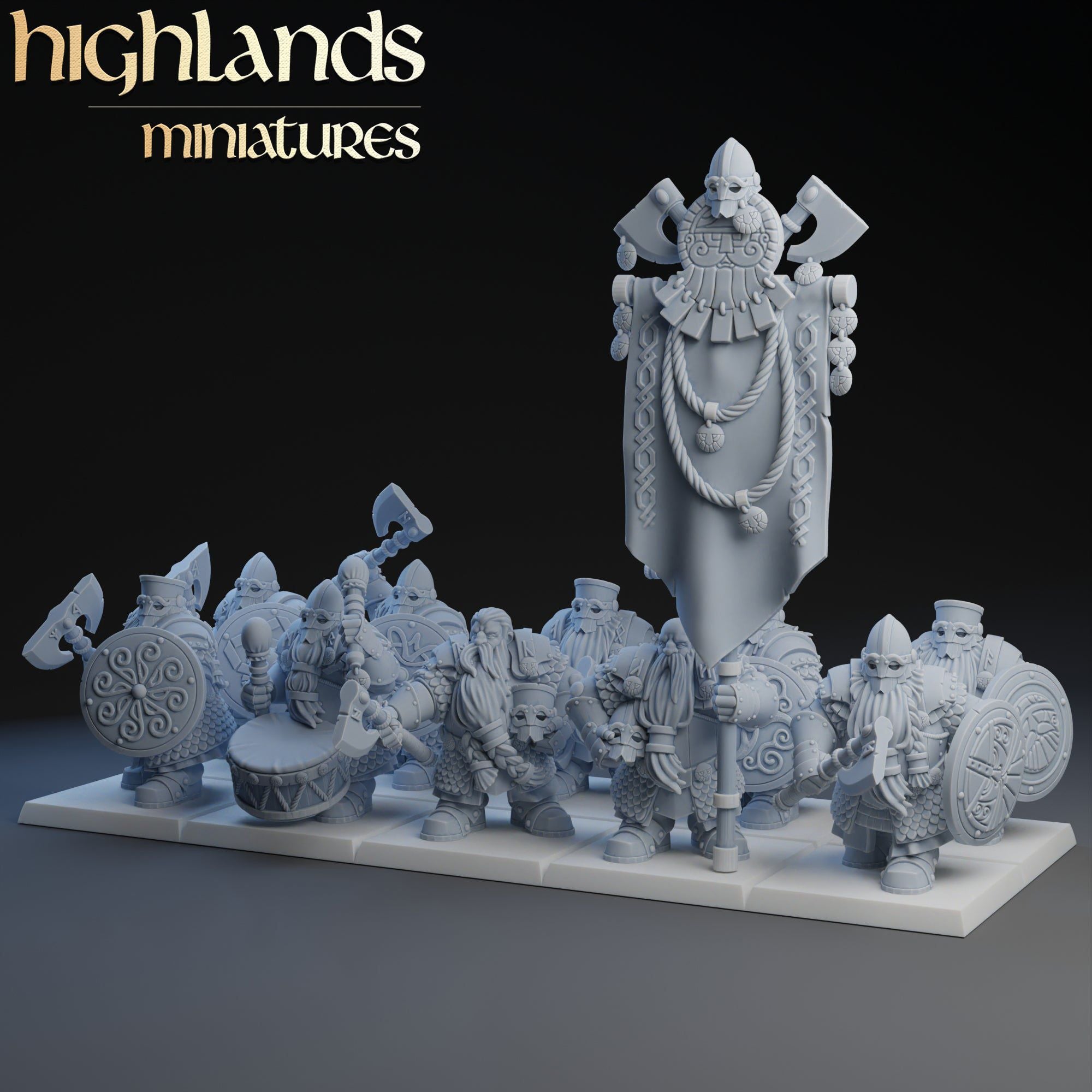 Dwarfs Huscarls Regiment ‧ Highlands Miniatures ‧ 28/32mm