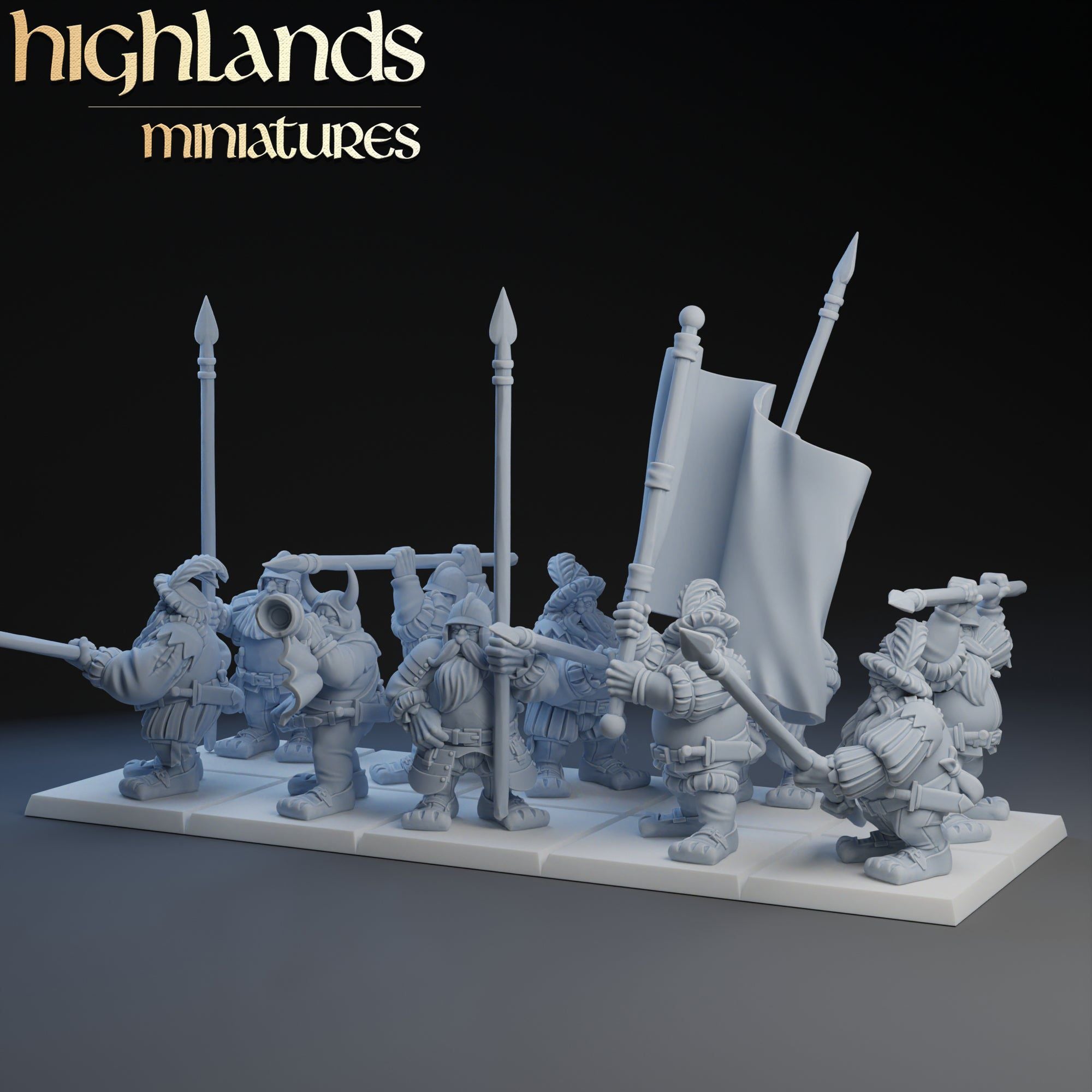 Dwarfs Pikeman Regiment | Highlands Miniatures | 32mm