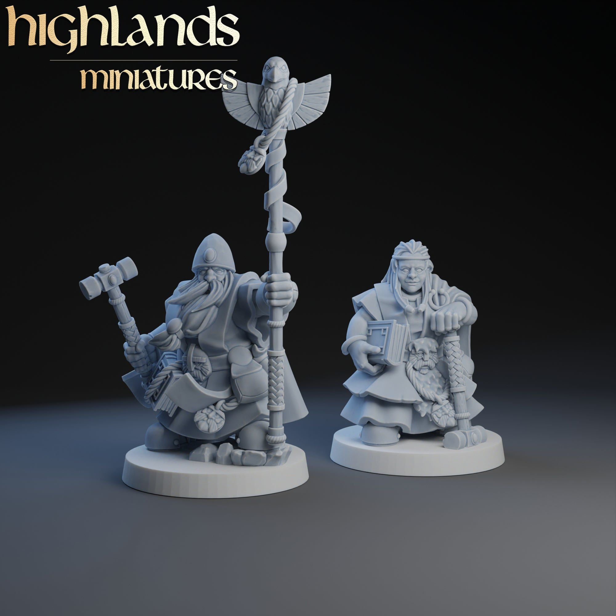 Dwarf Runepriest ‧ 2 Varianten ‧ Highlands Miniatures ‧ 28/32mm